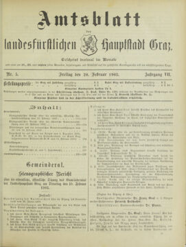 Amtsblatt der landesfürstlichen Hauptstadt Graz 19030220 Seite: 1