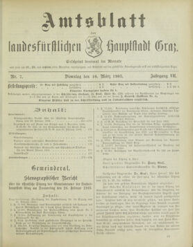 Amtsblatt der landesfürstlichen Hauptstadt Graz 19030310 Seite: 1