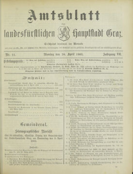 Amtsblatt der landesfürstlichen Hauptstadt Graz 19030420 Seite: 1