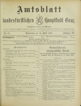 Amtsblatt der landesfürstlichen Hauptstadt Graz 19030430 Seite: 1