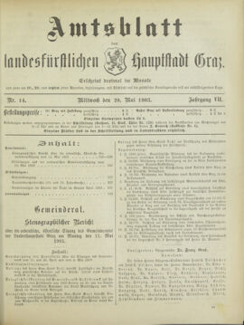 Amtsblatt der landesfürstlichen Hauptstadt Graz 19030520 Seite: 1