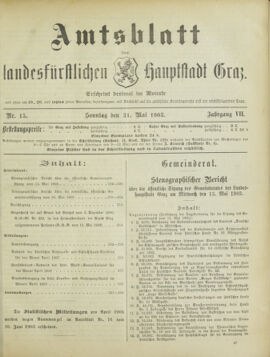 Amtsblatt der landesfürstlichen Hauptstadt Graz 19030531 Seite: 1