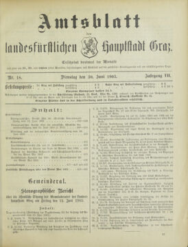 Amtsblatt der landesfürstlichen Hauptstadt Graz 19030630 Seite: 1