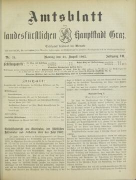 Amtsblatt der landesfürstlichen Hauptstadt Graz 19030831 Seite: 1