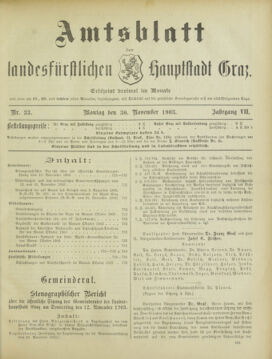 Amtsblatt der landesfürstlichen Hauptstadt Graz 19031130 Seite: 1