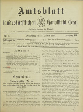 Amtsblatt der landesfürstlichen Hauptstadt Graz 19040121 Seite: 1