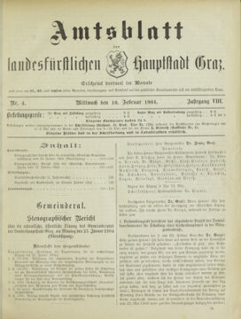 Amtsblatt der landesfürstlichen Hauptstadt Graz 19040210 Seite: 1