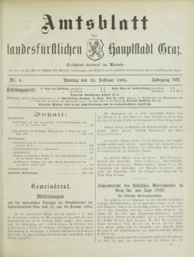 Amtsblatt der landesfürstlichen Hauptstadt Graz 19040229 Seite: 1