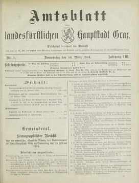 Amtsblatt der landesfürstlichen Hauptstadt Graz 19040310 Seite: 1