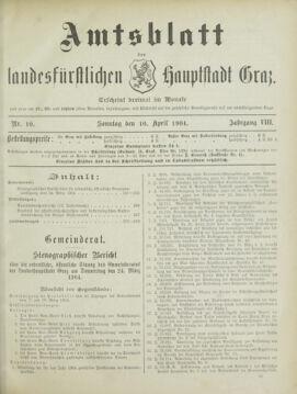 Amtsblatt der landesfürstlichen Hauptstadt Graz 19040410 Seite: 1