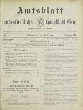 Amtsblatt der landesfürstlichen Hauptstadt Graz 19040420 Seite: 1