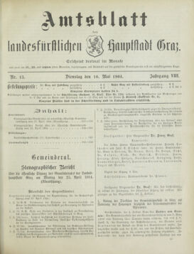 Amtsblatt der landesfürstlichen Hauptstadt Graz 19040510 Seite: 1