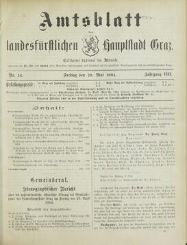 Amtsblatt der landesfürstlichen Hauptstadt Graz 19040520 Seite: 1