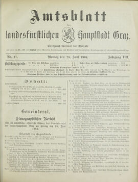 Amtsblatt der landesfürstlichen Hauptstadt Graz 19040620 Seite: 1