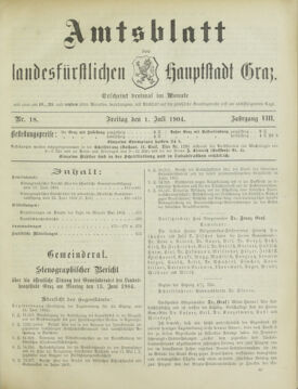 Amtsblatt der landesfürstlichen Hauptstadt Graz 19040701 Seite: 1