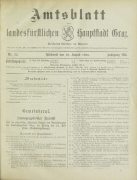 Amtsblatt der landesfürstlichen Hauptstadt Graz 19040810 Seite: 1