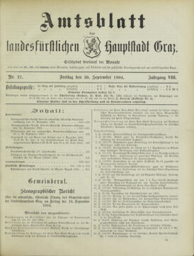 Amtsblatt der landesfürstlichen Hauptstadt Graz 19040930 Seite: 1