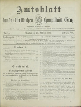 Amtsblatt der landesfürstlichen Hauptstadt Graz 19041010 Seite: 1