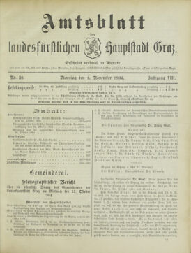 Amtsblatt der landesfürstlichen Hauptstadt Graz 19041101 Seite: 1