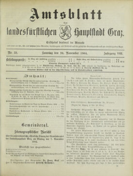 Amtsblatt der landesfürstlichen Hauptstadt Graz 19041120 Seite: 1