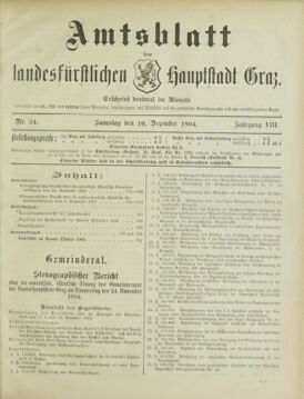 Amtsblatt der landesfürstlichen Hauptstadt Graz 19041210 Seite: 1