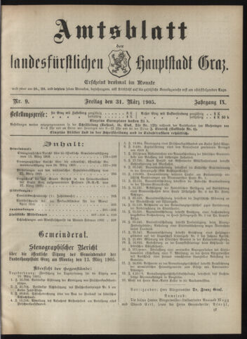 Amtsblatt der landesfürstlichen Hauptstadt Graz 19050331 Seite: 1