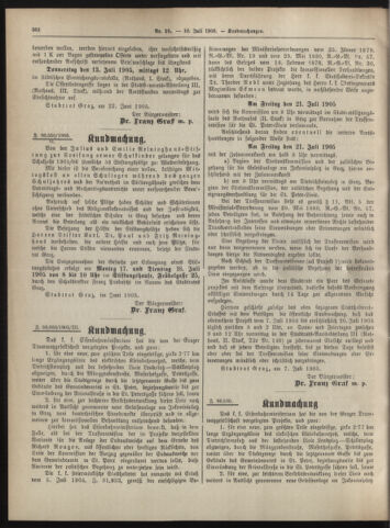 Amtsblatt der landesfürstlichen Hauptstadt Graz 19050710 Seite: 22