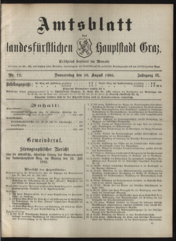 Amtsblatt der landesfürstlichen Hauptstadt Graz