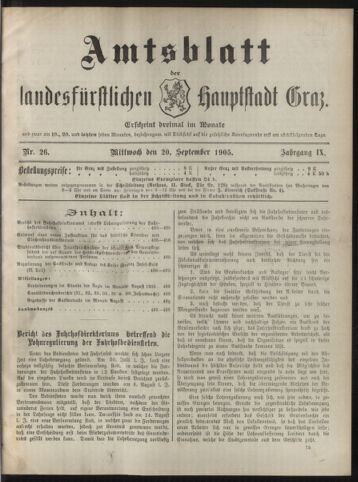 Amtsblatt der landesfürstlichen Hauptstadt Graz 19050920 Seite: 1