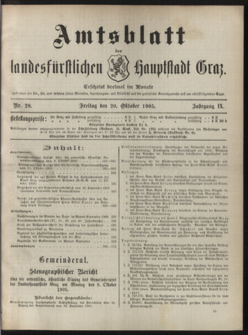 Amtsblatt der landesfürstlichen Hauptstadt Graz 19051020 Seite: 1