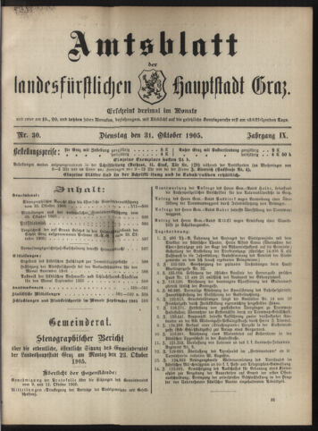 Amtsblatt der landesfürstlichen Hauptstadt Graz 19051031 Seite: 1