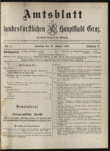 Amtsblatt der landesfürstlichen Hauptstadt Graz 19060120 Seite: 1