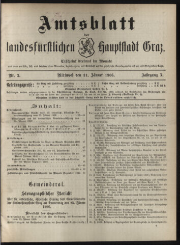 Amtsblatt der landesfürstlichen Hauptstadt Graz 19060131 Seite: 1