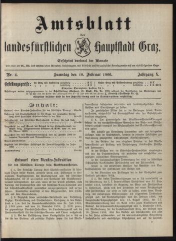 Amtsblatt der landesfürstlichen Hauptstadt Graz 19060210 Seite: 1