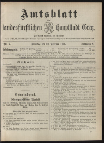 Amtsblatt der landesfürstlichen Hauptstadt Graz 19060220 Seite: 1