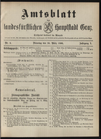 Amtsblatt der landesfürstlichen Hauptstadt Graz 19060320 Seite: 1