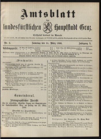 Amtsblatt der landesfürstlichen Hauptstadt Graz 19060331 Seite: 1