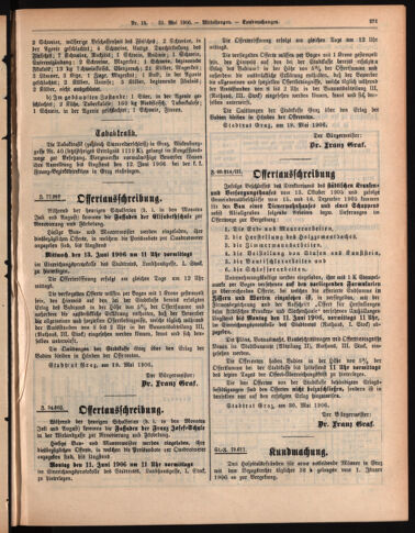 Amtsblatt der landesfürstlichen Hauptstadt Graz 19060531 Seite: 23