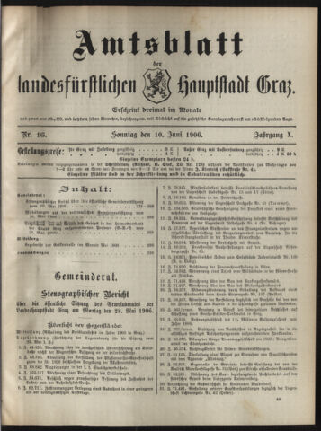 Amtsblatt der landesfürstlichen Hauptstadt Graz 19060610 Seite: 1