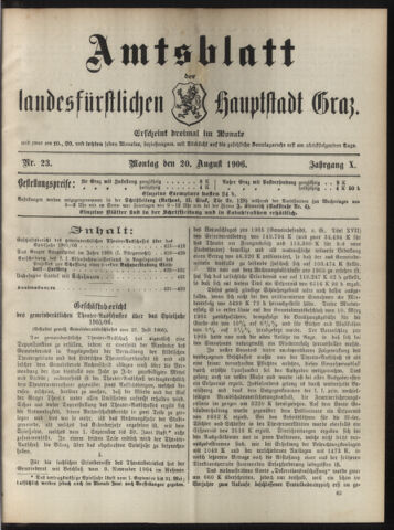 Amtsblatt der landesfürstlichen Hauptstadt Graz 19060820 Seite: 1