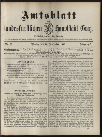 Amtsblatt der landesfürstlichen Hauptstadt Graz 19060910 Seite: 1