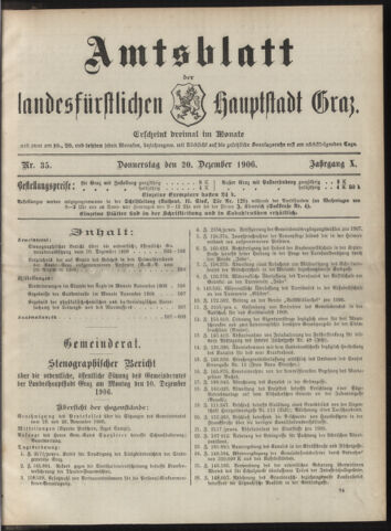 Amtsblatt der landesfürstlichen Hauptstadt Graz 19061220 Seite: 1