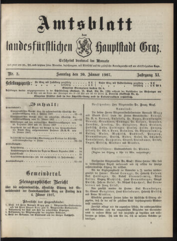 Amtsblatt der landesfürstlichen Hauptstadt Graz 19070120 Seite: 1