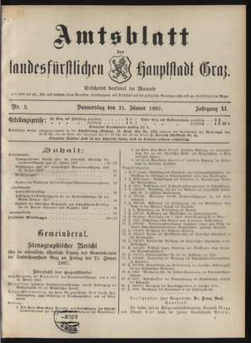 Amtsblatt der landesfürstlichen Hauptstadt Graz 19070131 Seite: 1