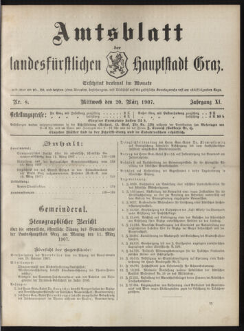 Amtsblatt der landesfürstlichen Hauptstadt Graz 19070320 Seite: 1