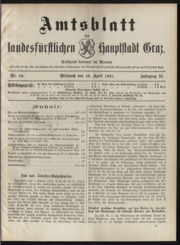 Amtsblatt der landesfürstlichen Hauptstadt Graz 19070410 Seite: 1