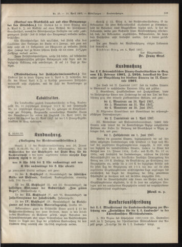 Amtsblatt der landesfürstlichen Hauptstadt Graz 19070410 Seite: 9