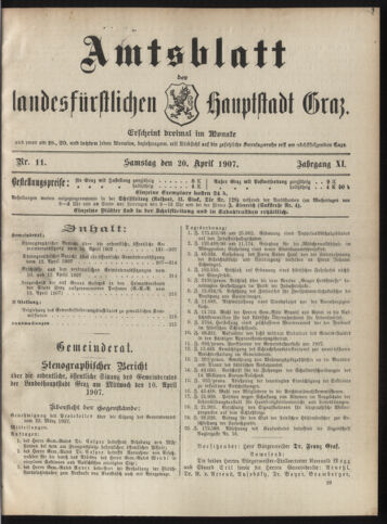 Amtsblatt der landesfürstlichen Hauptstadt Graz 19070420 Seite: 1