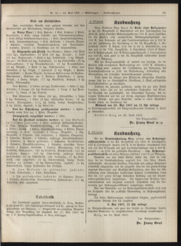 Amtsblatt der landesfürstlichen Hauptstadt Graz 19070430 Seite: 21