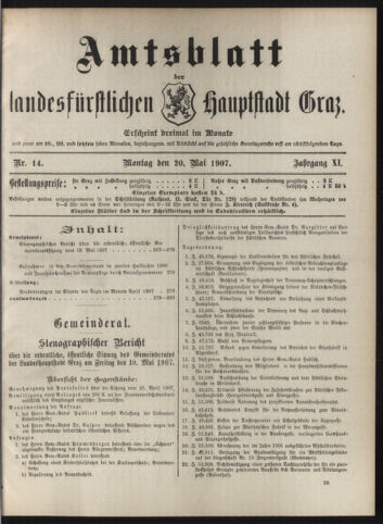 Amtsblatt der landesfürstlichen Hauptstadt Graz 19070520 Seite: 1